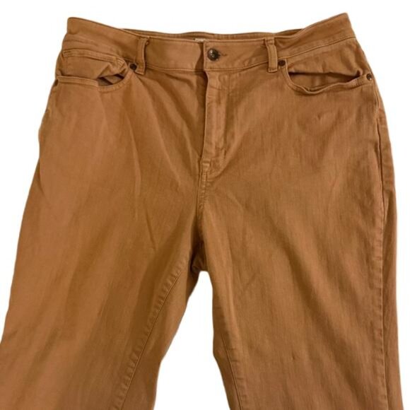 L.L. Bean Jeans Denim Womens Classic Fit Straight Leg Tan Stretch Sz 14 Reg - Picture 3 of 6